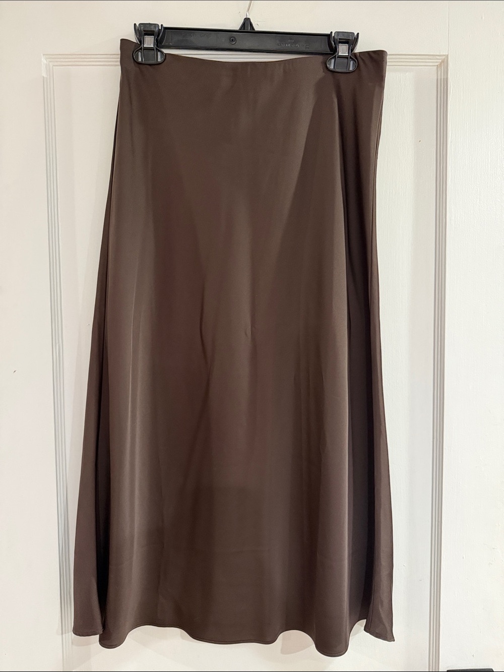 Classic Black Satin Midi Skirt brown S